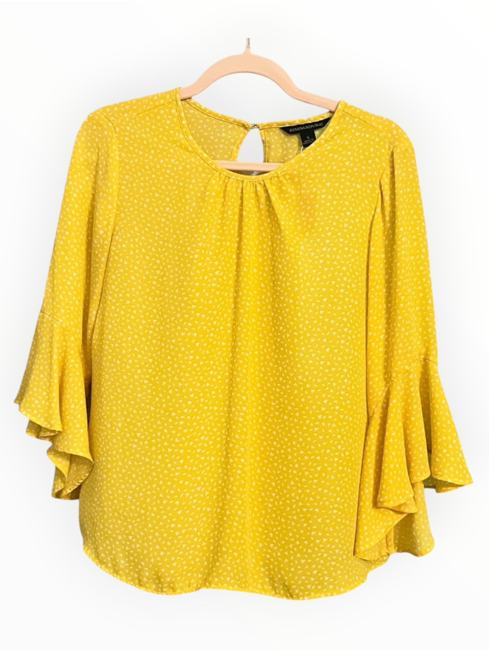 Banana Republic Yellow Flutter Sleeve Blouse